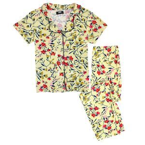 CTM Women's Floral Front Pocket Sleepwear Set